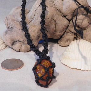 Unisex Carnelian and Hemp Wrapped Necklace
